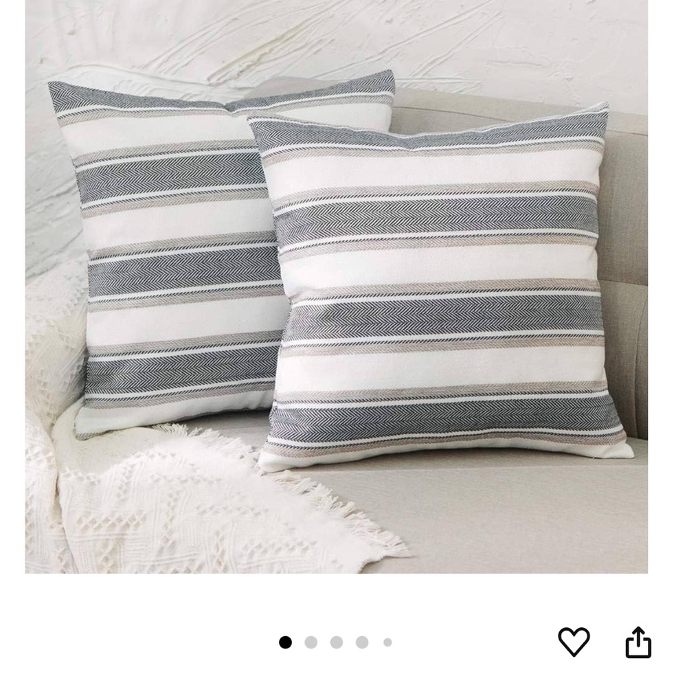 2 x 26” Striped Gray and White Throw Pillow covers
